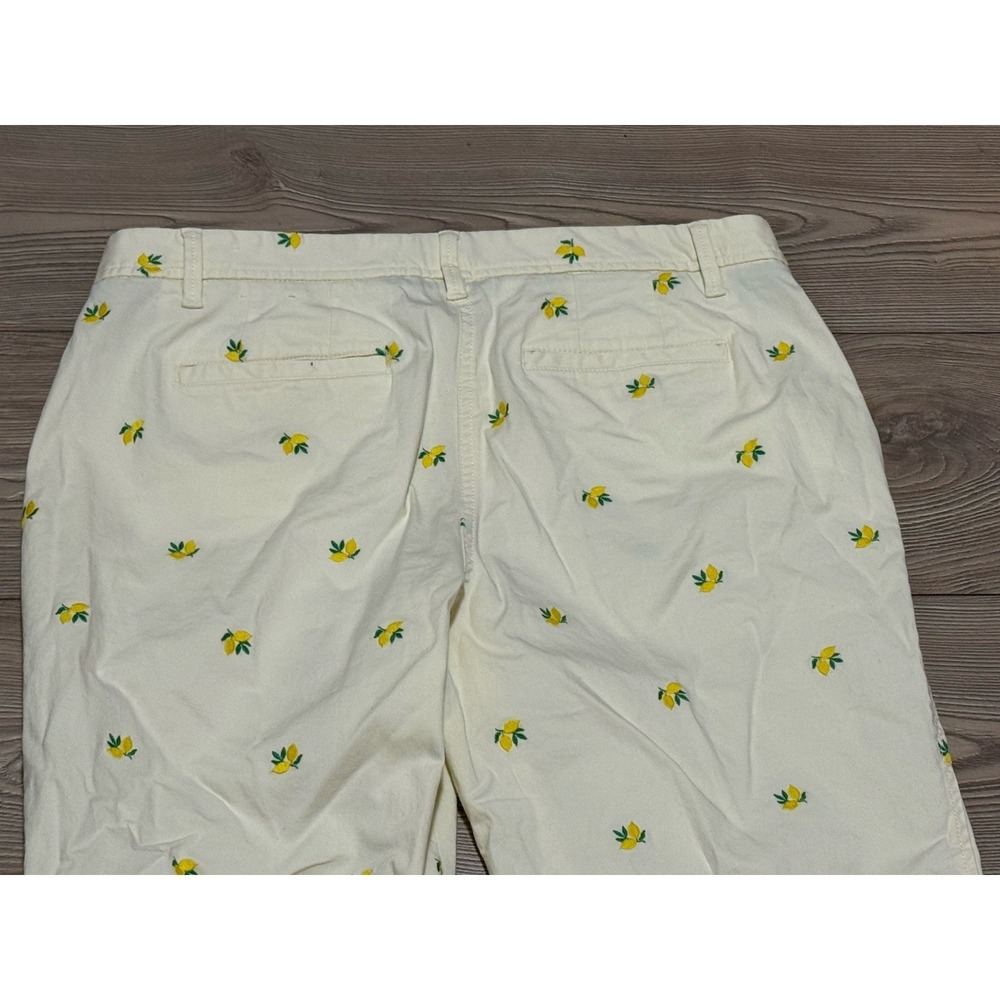 Talbots Relaxed Chino Pants Women's 10P Yellow Lemon Embroidered Stretch Ankle - Picture 3 of 11